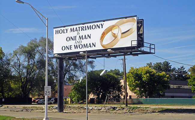 Bigoted marriage sign